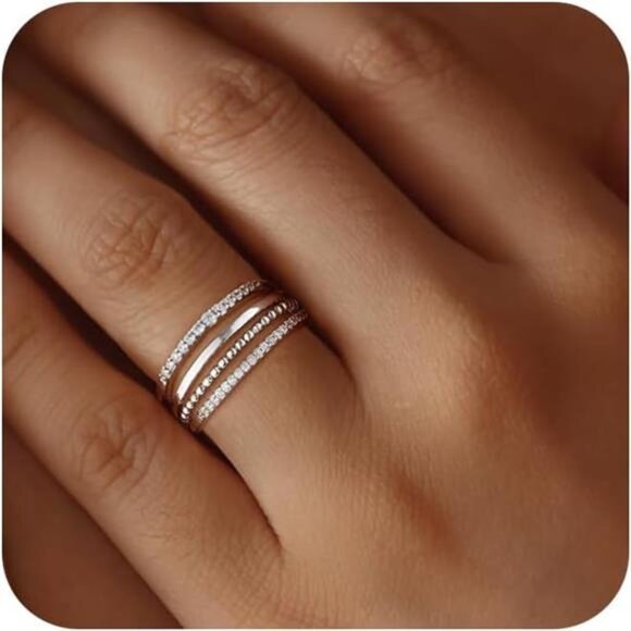Stackable Gold Rings for Women Non Tarnish Trendy Dainty Silver for Women - Picture 1 of 5